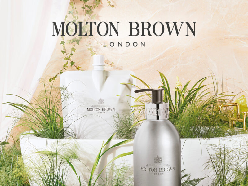 Image shows Molton Brown refillable bottles for Bath & Shower Gels