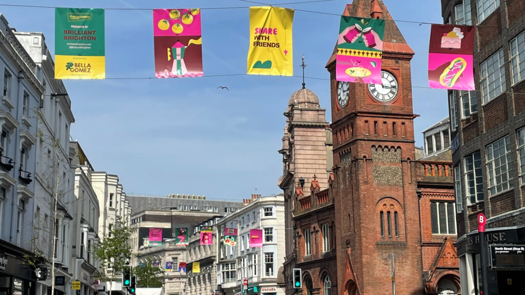 Brilliant Brighton dressed for the summer with bunting in North Street